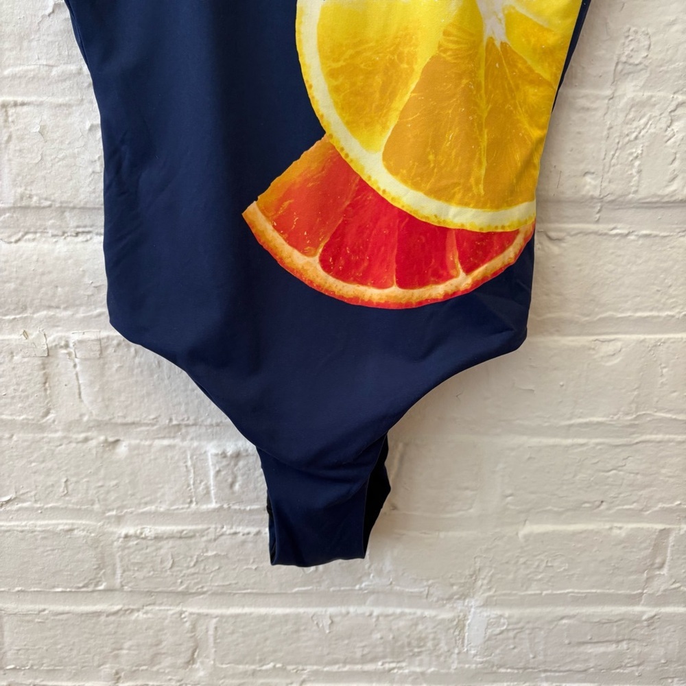 Onia‎ || Kelly One-Piece Orange Slice Swimsuit Navy Large - Picture 3 of 7
